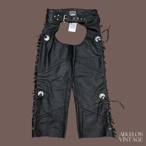 Highway One Leather Chaps | Fringe | Black | Size S | Vintage